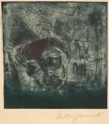 Bust of a Weary Man, Self-portrait (Ermüdender Kopf, Selbstporträt), 1922. Creator: Walter Gramatté