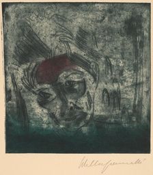 Bust of a Weary Man, Self-portrait (Ermüdender Kopf, Selbstporträt), 1922. Creator: Walter Gramatté