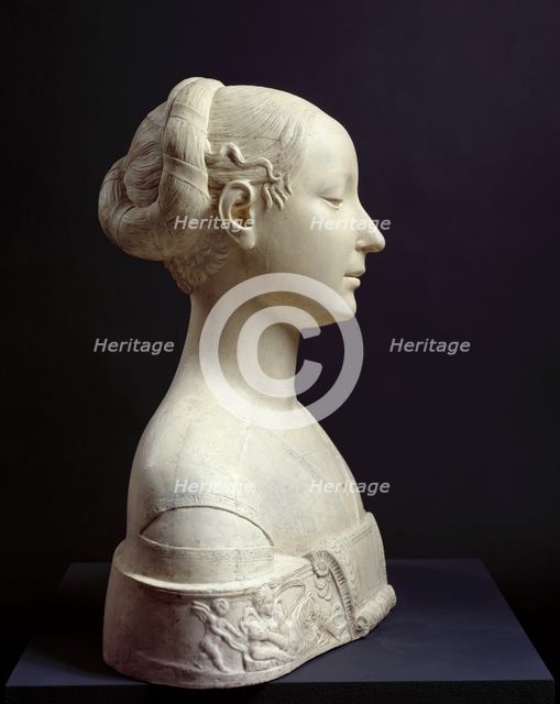 Bust of a woman, possibly Ippolita Maria Sforza, 19th century (original c1473). Creator: D Brucciani & Co.