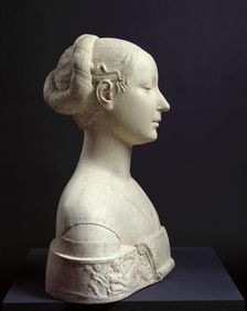 Bust of a woman, possibly Ippolita Maria Sforza, 19th century (original c1473). Creator: D Brucciani & Co