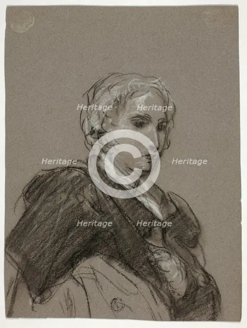 Bust of a Woman (recto); Draped Figure, Three-Quarter Length (verso), c. 1790. Creators: Thomas Barker, Thomas Jones Barker.