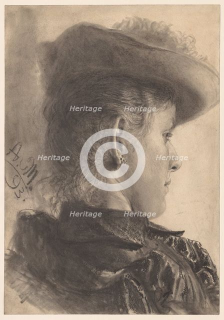 Bust of a Woman, Seen from Behind, 1893. Creator: Adolph von Menzel (German, 1815-1905).
