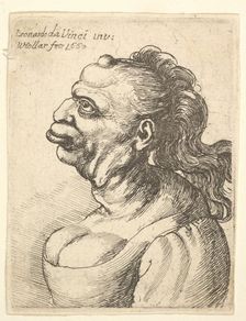 Bust of a woman wearing low-cut dress, with protruding lipd, growth on her forehead, promi..., 1660. Creator: Wenceslaus Hollar