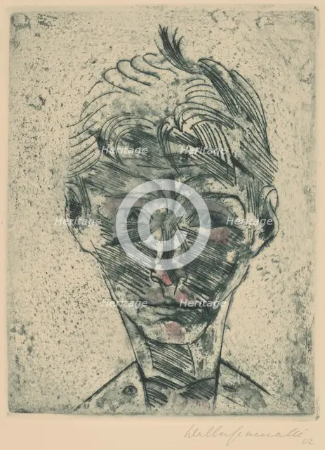 Bust of a Young Man, Self-portrait (Knabenkopf, Selbstporträt), 1922/1923. Creator: Walter Gramatté.