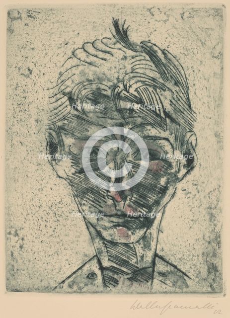 Bust of a Young Man, Self-portrait (Knabenkopf, Selbstporträt), 1922/1923. Creator: Walter Gramatté.
