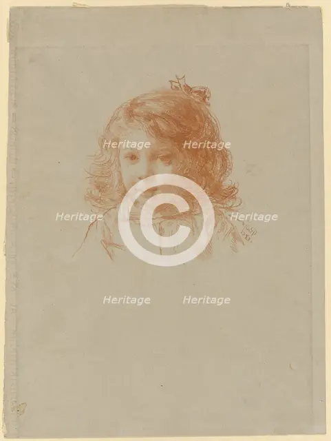 Bust of a Young Girl (recto); Profile of a Young Girl (verso), 1886 (recto); c. 1886 (verso). Creator: Paul Adolphe Rajon.