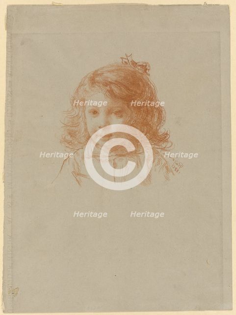 Bust of a Young Girl (recto); Profile of a Young Girl (verso), 1886 (recto); c. 1886 (verso). Creator: Paul Adolphe Rajon.