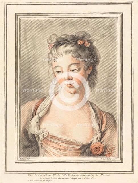 Bust of a Young Woman Looking Down, 1773 or later. Creator: Louis Marin Bonnet.
