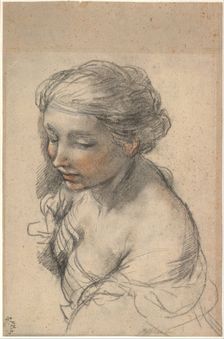 Bust of a Young Woman Turned to the Left, 1637. Artist: Cortona, Pietro da (1596-1669)