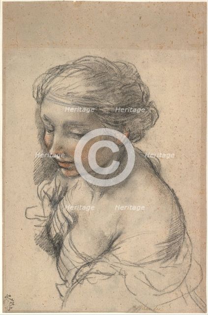Bust of a Young Woman Turned to the Left, 1637. Artist: Cortona, Pietro da (1596-1669)