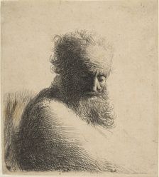 Bust of an Old Bearded Man Looking Down, Three-Quarters Right, 1631. Creator: Rembrandt Harmensz van Rijn