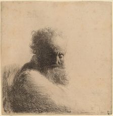 Bust of an Old Bearded Man, Looking Down, Three Quarters Right, 1631. Creator: Rembrandt Harmensz van Rijn