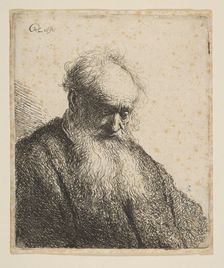 Bust of an Old Man with Flowing Beard: the Head Inclined Three-Quarters Right, 1630. Creator: Rembrandt Harmensz van Rijn