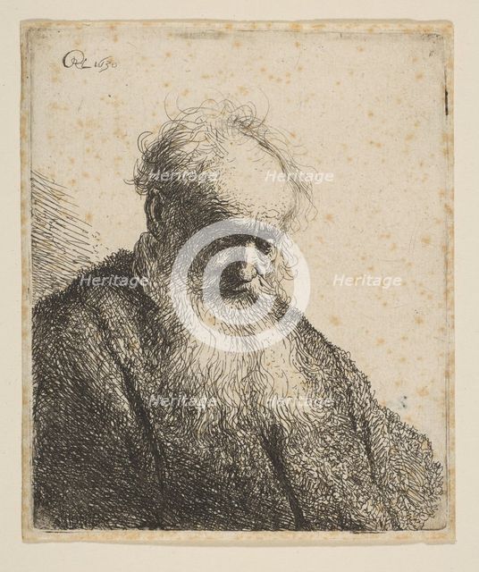 Bust of an Old Man with Flowing Beard: the Head Inclined Three-Quarters Right, 1630. Creator: Rembrandt Harmensz van Rijn.