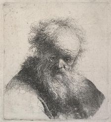 Bust of an old man with flowing beard and white sleeve, c.1630. Creator: Rembrandt Harmensz van Rijn