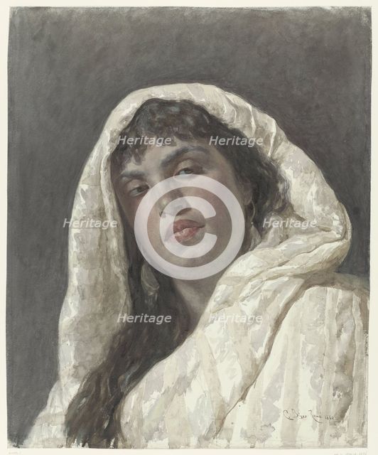 Bust of an oriental woman, 1880. Creator: Cesare Biseo.