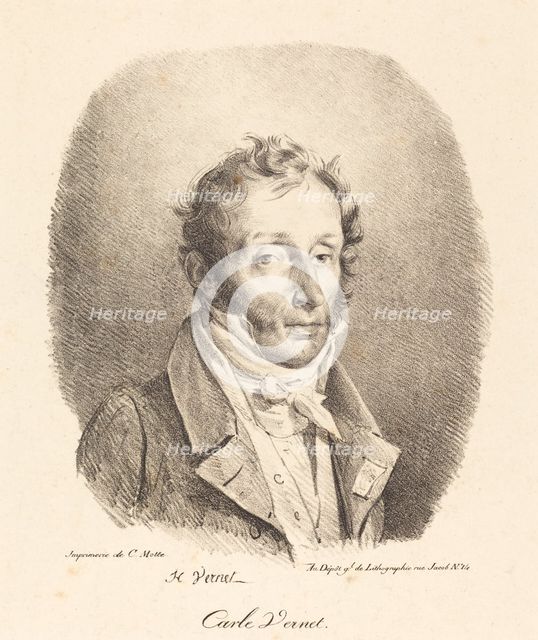 Bust of Carle Vernet, 1817. Creator: Emile Jean-Horace Vernet.