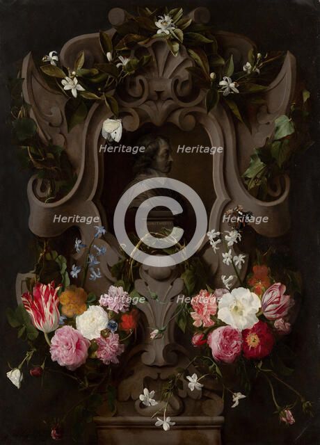 Bust of Constantijn Huygens Surrounded by a Garland of Flowers (1596–1687), 1644. Creators: Daniel Seghers, Jan Cossiers.