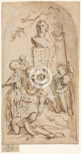 Bust of Diana with Putti and Hunting Attributes, first half 18th century. Creator: Jacob de Wit (Dutch, 1695-1754).