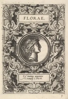 Bust of Florae surrounded by strapwork, from the series Deorum dearumque, a set of image..., 1573. Creator: Unknown