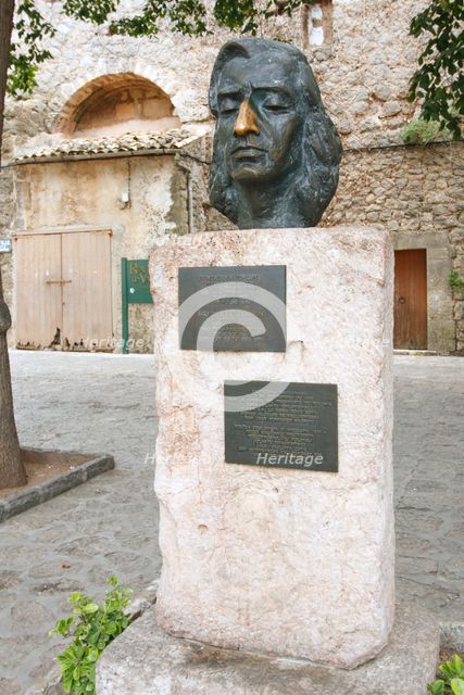 Bust of Frederic Chopin, Valldemossa, Mallorca, Spain, 2008.  Creator: Peter Thompson.