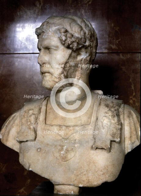 Bust of Hadrian (Publius Aelius Hadrianus) (76-138). Roman Emperor. Bust made 125 AD.