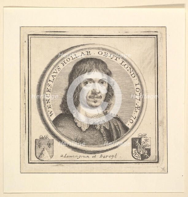 Bust of Hollar in a Circular Frame (published in Vertue's, Description of the Works of the..., 1745. Creator: George Vertue.
