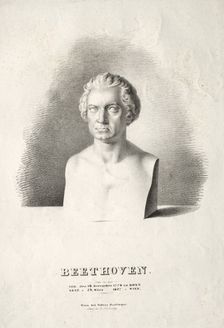 Bust of Ludwig van Beethoven. Creator: Joseph Kriehuber (German, 1800-1876)