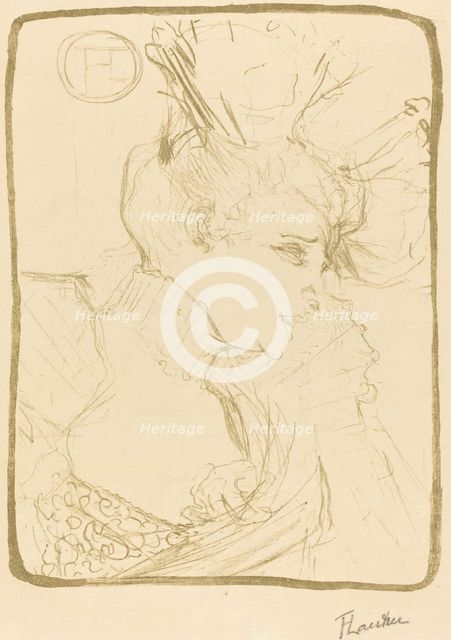 Bust of Mlle. Marcelle Lender (Mlle. Marcelle Lender, en buste), 1895. Creator: Henri de Toulouse-Lautrec.