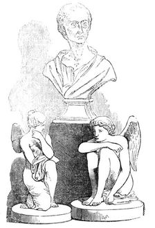 Bust of Pope, by Roubiliac, and "Cupid and Psyche", by Flaxman, from the Rogers Collection, 1856. Creator: Unknown