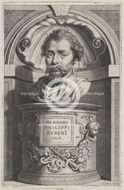 Bust portrait of Philip Rubens, in a niche, ca. 1627-78. Creator: Cornelis Galle II.