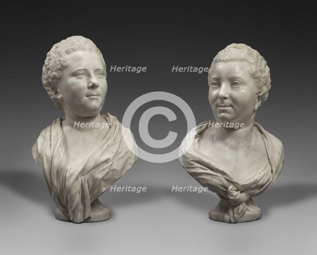 Busts of Two Sisters...Mme Brigitte François Elisabeth de Lansire...; Bust of Mme Adélaïde... 1750s. Creator: Jean-Baptiste Pigalle.