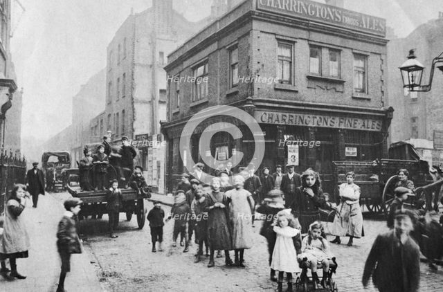 Busy East End street scene, London, 1912. Creator: Unknown.
