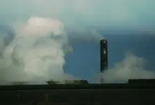 Busy stacks give evidence of all-out war production...Owens-Corning Fiberglass Co, Akron, Ohio, 1942 Creator: Alfred T Palmer
