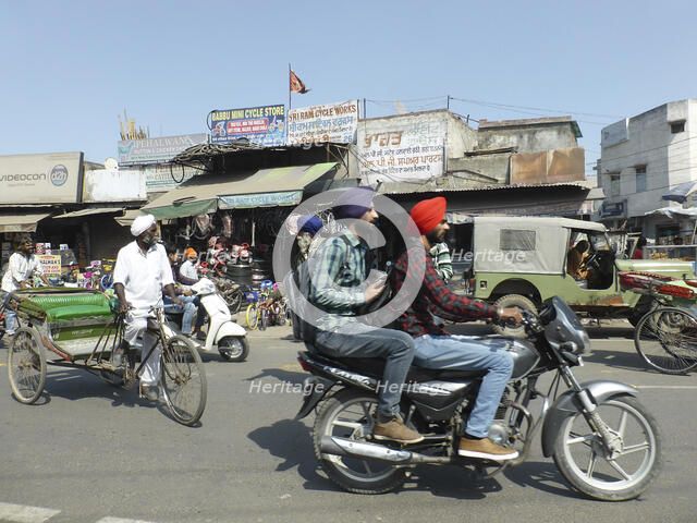 Busy street in Amritsar Punjab, India 2017. Creator: Unknown.