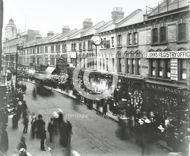 Busy street scene, St John's Road, Clapham Junction, London, 1912. Artist: Unknown.
