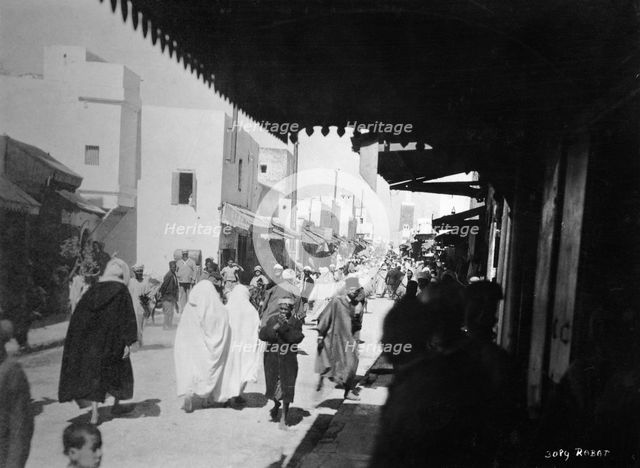 Busy street, Rabat, Morocco, c1920s-c1930s(?). Artist: Unknown