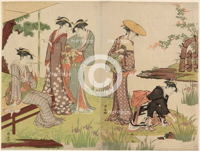 By an Iris Pond, c. 1785. Creator: Torii Kiyonaga.