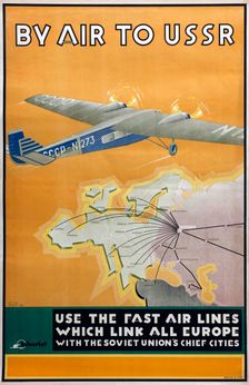By air to USSR (Poster of the Intourist company), 1934. Artist: Bor-Ramensky, Konstantin (active 1930s)