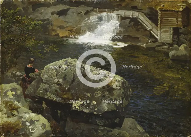 By the Mill Pond, 1850. Creator: Hans Gude.
