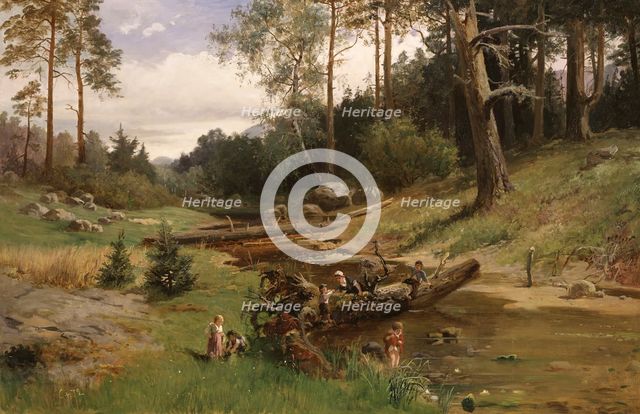 By the Brook in the Forest, 1872. Creator: Charles XV, King of Sweden.