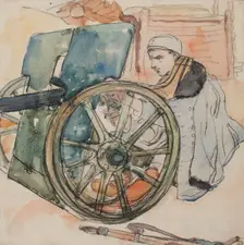 By the cannon, 1916. Creator: Leopold Gottlieb