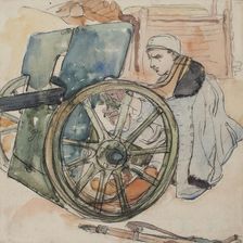 By the cannon, 1916. Creator: Leopold Gottlieb