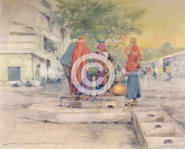 'By the Fountain, Jeypore', 1905. Artist: Mortimer Luddington Menpes.