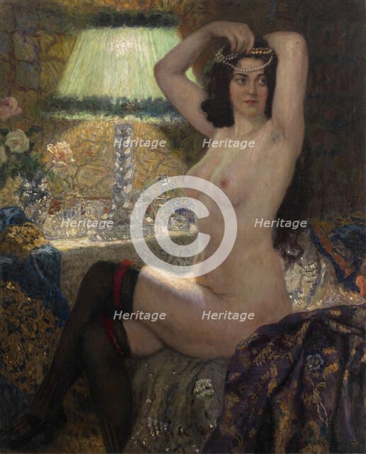 By the Green Lamp. Artist: Bogdanov-Belsky, Nikolai Petrovich (1868-1945)