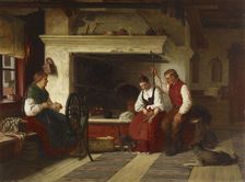 By the Hearth, an Ostrobothnian Courting Scene, 1871. Creator: Adolf von Becker