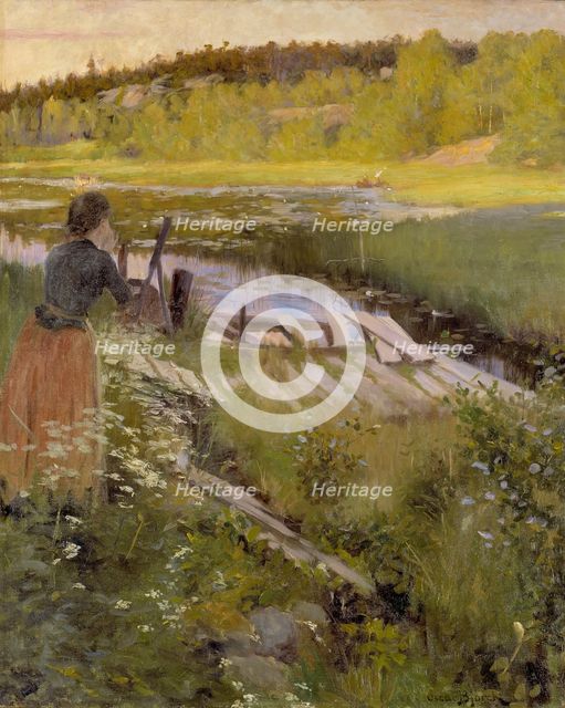 By the Lake. View from Balingsta, c1900s. Creator: Oscar Bjorck.