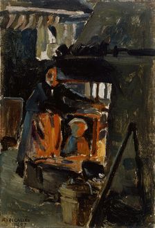 By the stove, from the interior of the hut, 1887. Creator: Akseli Gallen-Kallela