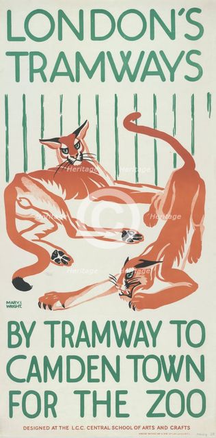 'By Tramway to Camden Town for the Zoo', London County Council (LCC) Tramways poster, 1924. Artist: Mary I Wright