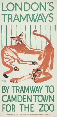 By Tramway to Camden Town for the Zoo London County Council (LCC) Tramways poster, 1924. Artist: Mary I Wright